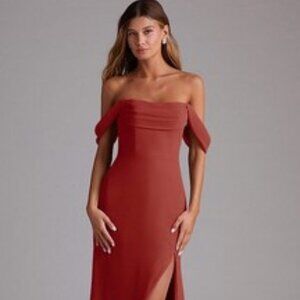 Azazie Wedding Guest Dress & Matching Tie - Color: Terracotta